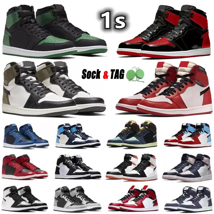 

Top quality Jumpman 1 Mens Basketball shoes university blue hype royal twist obsidian UNC bio hack patent bred heritage seafoam wolf grey men women sneakers, 27
