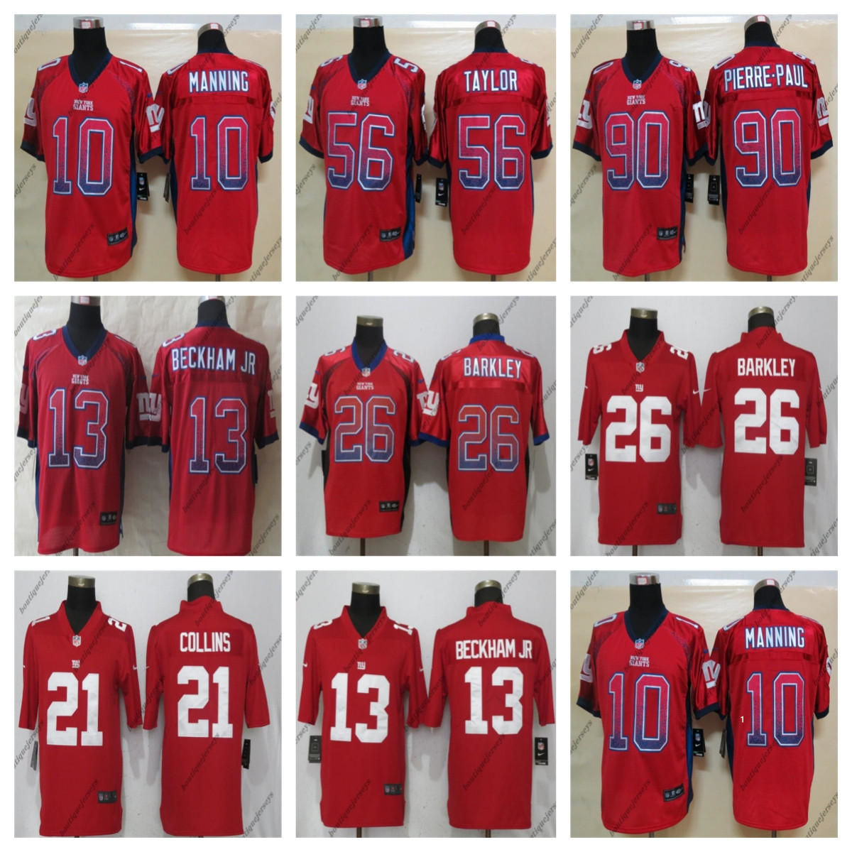 

New York''Giants''Men Jersey Women Youth 26 Saquon Barkley 13 Odell Beckham Jr 21 Landon Collins 10 Eli Manning Red Elite Football''NFL''Football Jerseys
