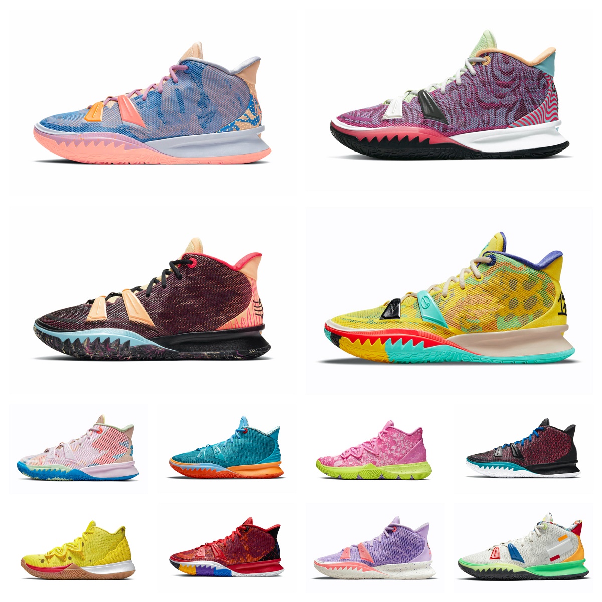 

One World 1 People Chip Light Bone Kyrie 7 Mens Basketball Shoes Kyries 5S Sponge Sandy Creator Hendrix Horus Rayguns Daybreak Squidward Men Trainers Sports Sneakers, Bubble package bag