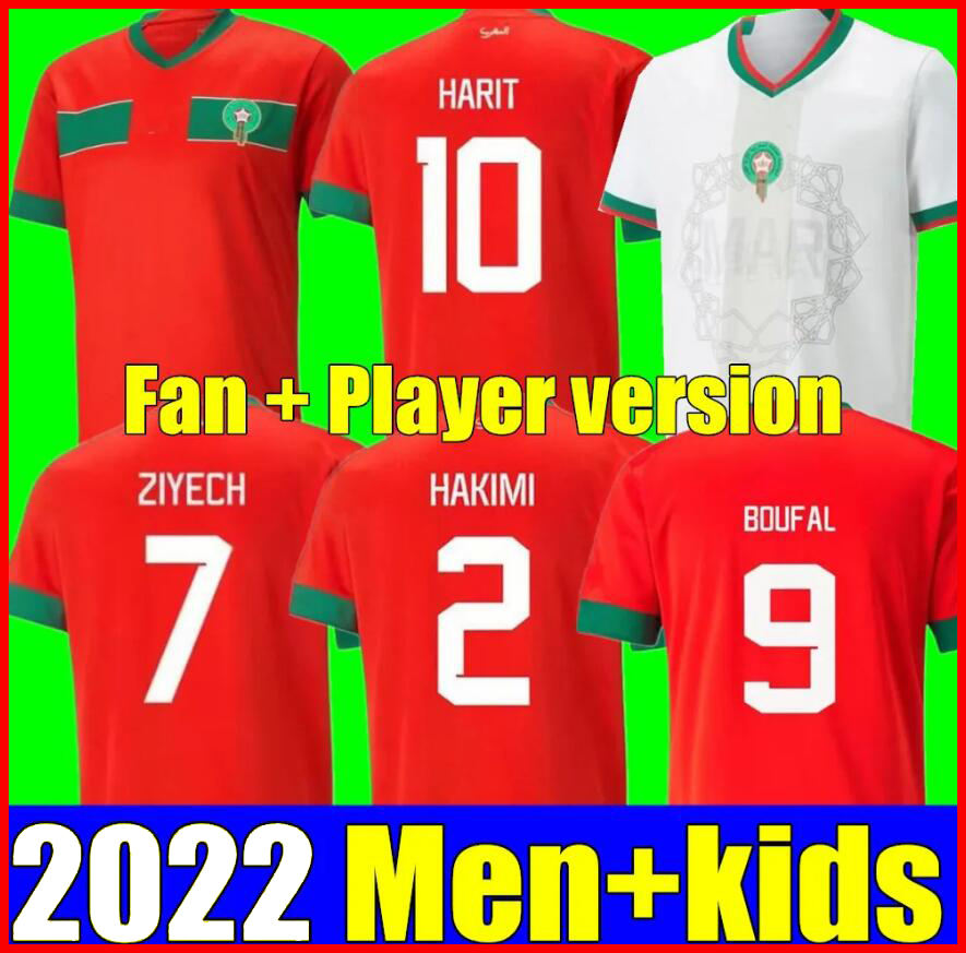 

2022 Morocco soccer jerseys 22 23 Maillot de foot ZIYECH BOUTAIB Camiseta de futbol BOUSSOUFA EL AHMADI national team football shirt, Men away patch