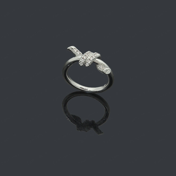 

Designer ladies rope knot ring luxury ring with diamonds fashion ring classic jewelry 18K gold plated rose wedding wholesale adjustable with box