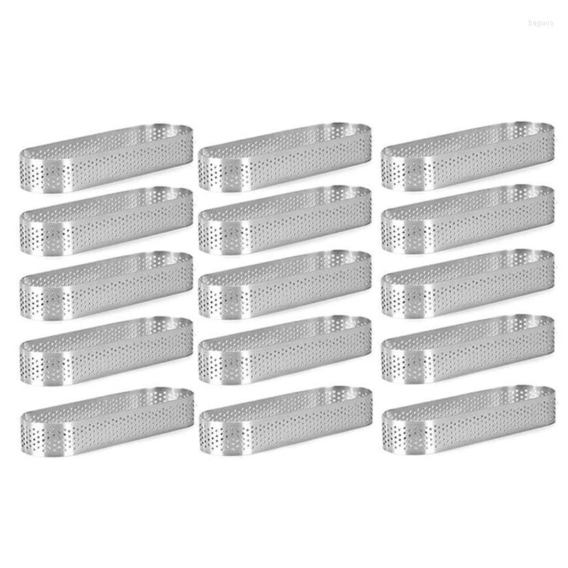 

Baking Moulds 15Pcs Oval Tartlet Molds Perforated Tart For Stainless Steel Round Form Ring Mousse Pies Quiche