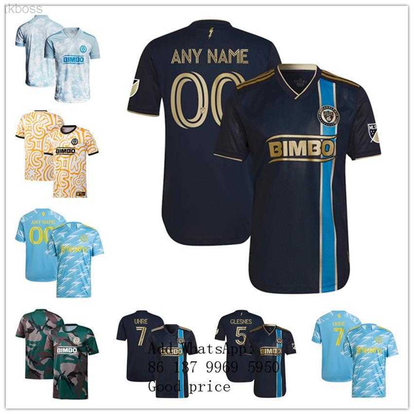 

American College Football Wear Football Jersey Custom Men women Philadelphia Union 5 Jakob Glesnes 7 Mikael Uhre 11 Alejandro Bedoya blue New Heritage Authentic
