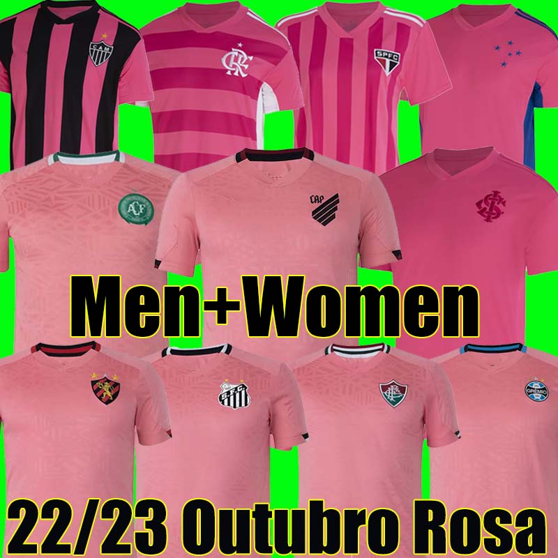 

22/23 SAO PAULO Outubro Rosa Paranaense SOCCER JERSEYS Internacional Cruzeiro Flamengo Atletico Mineiro Fluminense Gremio Santos Recife men women football shirt, 22-23 athletico paranaense women