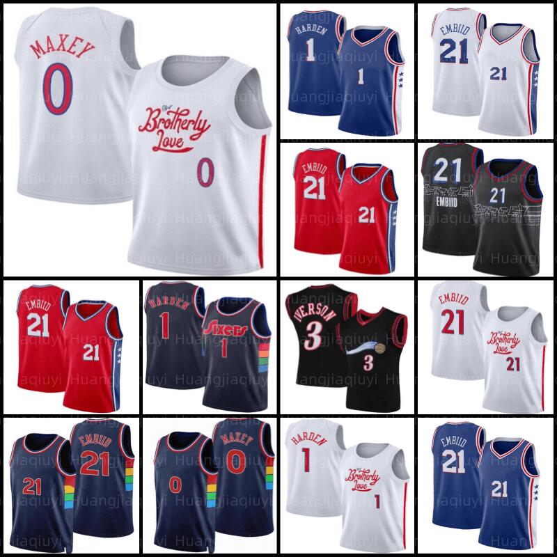 

Joel Embiid Philadelphias 76er Basketball Jersey Mens 3 6 James Harden Tyrese Maxey 21 1 0 Allen Iverson Julius Erving Grey Gradient mens, As