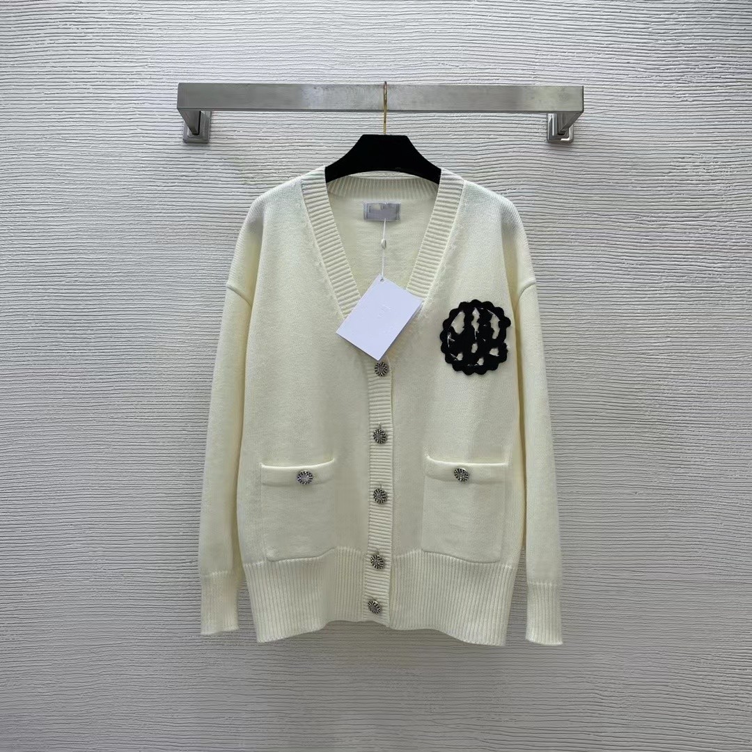 

2023 New Spring Autumn Milan Runway Sweaters V Neck Long Sleeve Women' Sweater High End Jacquard Cardigan Designer Clothing 1211-03, Black