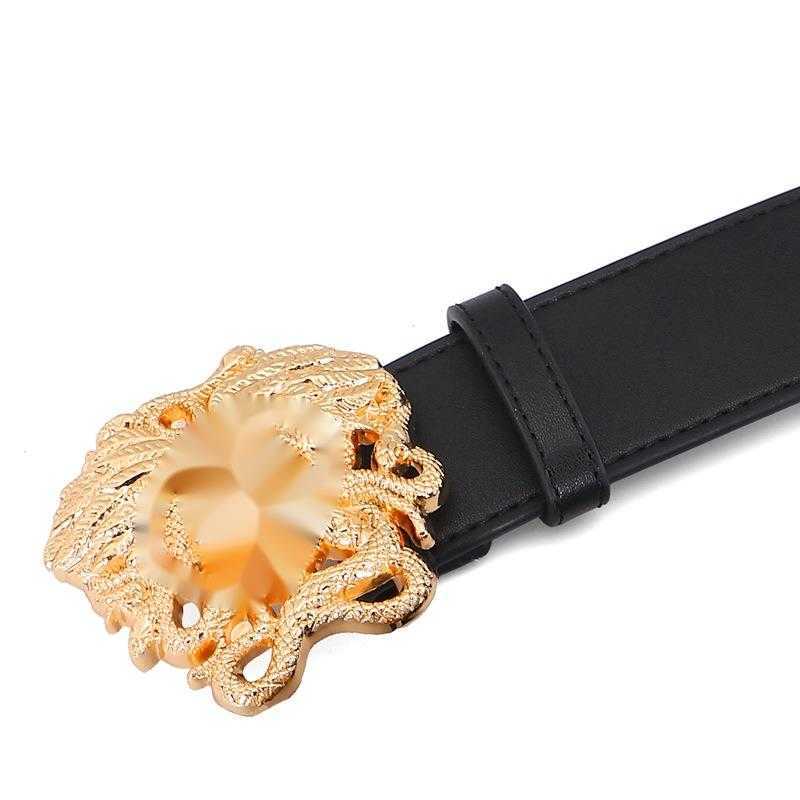 

Men's Belt Pure Leather Hairdresser's Luxury Goods Medusa Trouser Fashionable High-end mens designer belts for men, Black