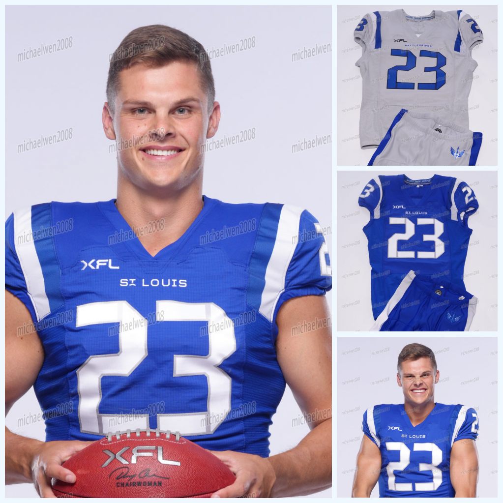 

Custom 2023 XFL St. L Battlehawks Football Jersey A.J. McCarron Nick Tiano Ryan Willis Abdul Adams Leddie Brown Mataeo Durant Brian Hill Donteea Dye, Blue