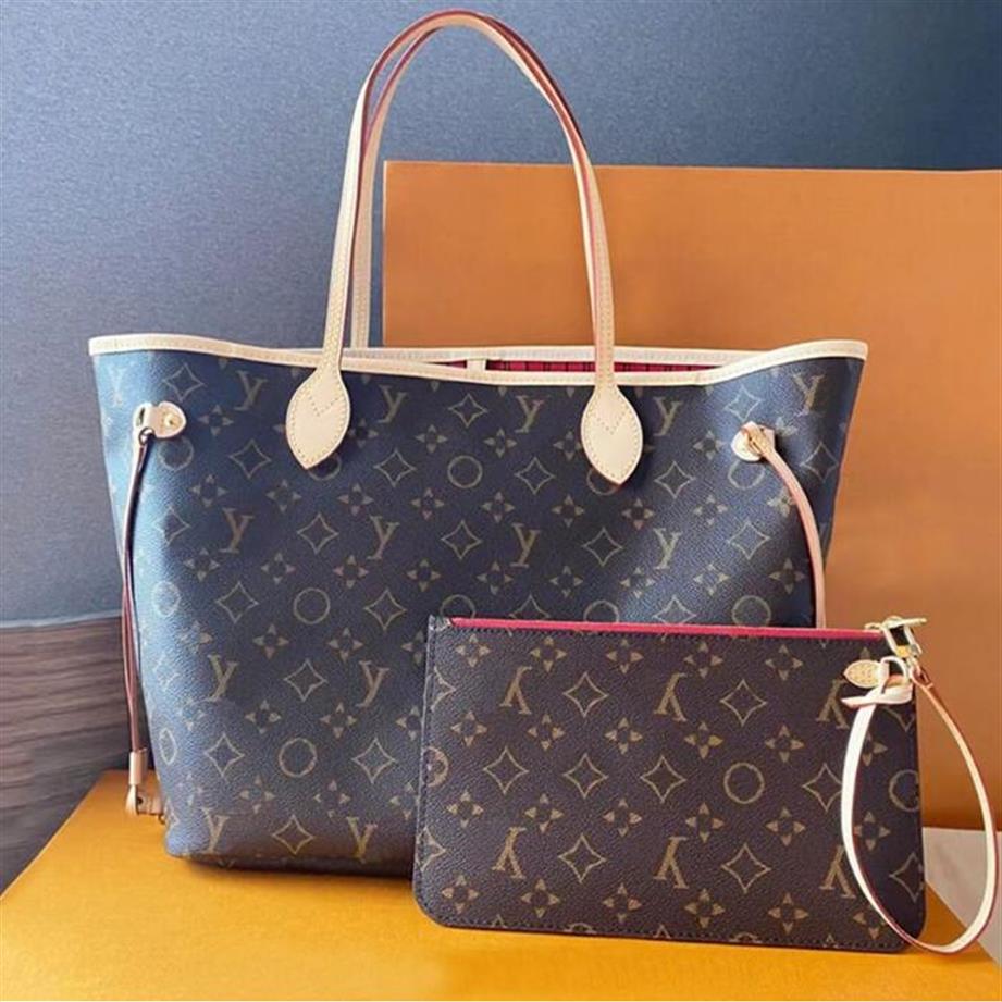 

6 colors lattice 2pcs set Tote Quality bags Women PU leather handbag ladies designer high lady clutch purse retro shoulder bag whi257F, Classsic flower brown+red inside