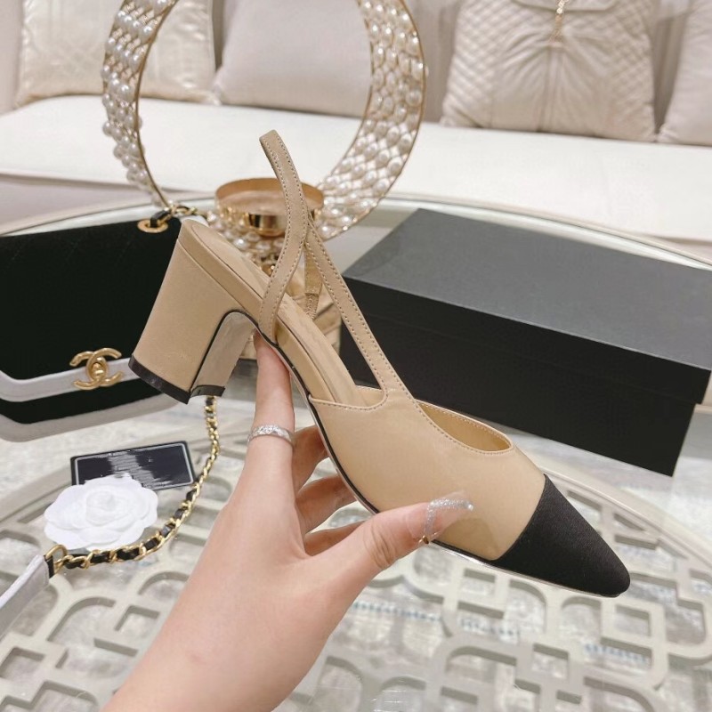 

fashion Dress Shoes designer & accessories sandals leather color matching women's retro thick heel wedding leisure 6.5Cm high heel outdoor factory Women' banque, As pic