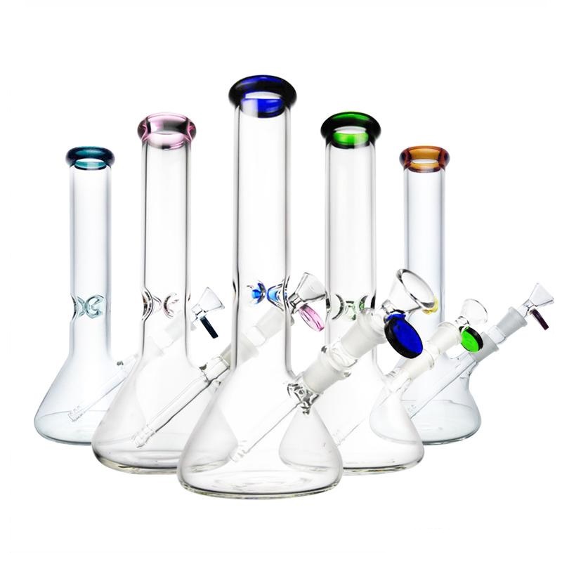 

Mini 8 Inch Glass Bong Beaker Hookahs Oil Burner Smoking Pipes Clear Dab Rig with Bowl Accessories