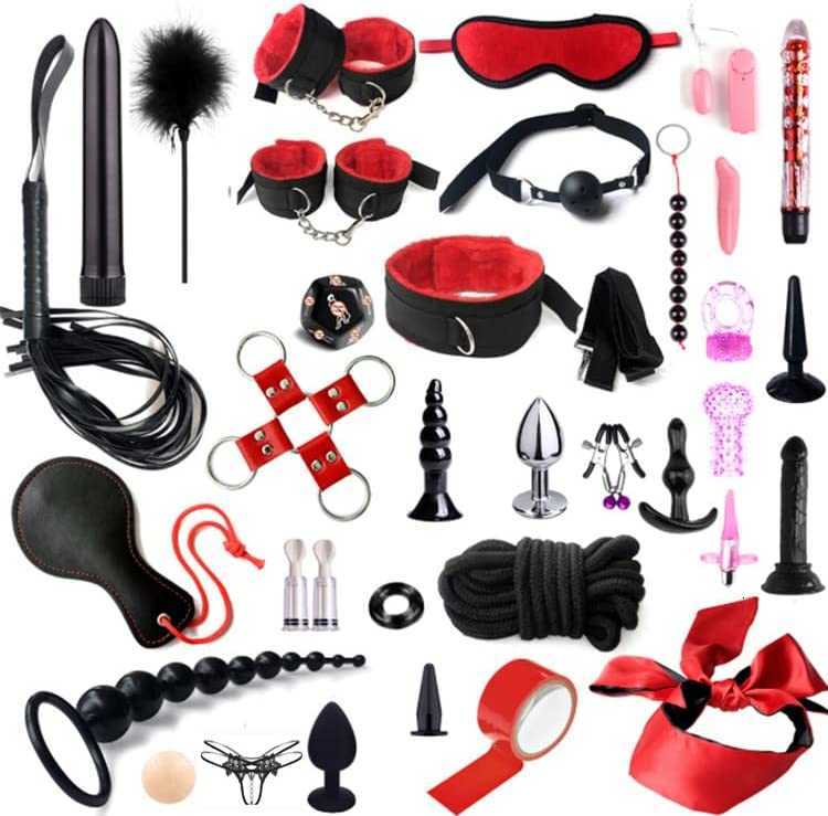 Sex Toy Bondaged Restraints BDSM Toys Bed Bondage for Couples Kit Swing Accessories Set Adult - Pink 32PCS 6XC0-image-828017437