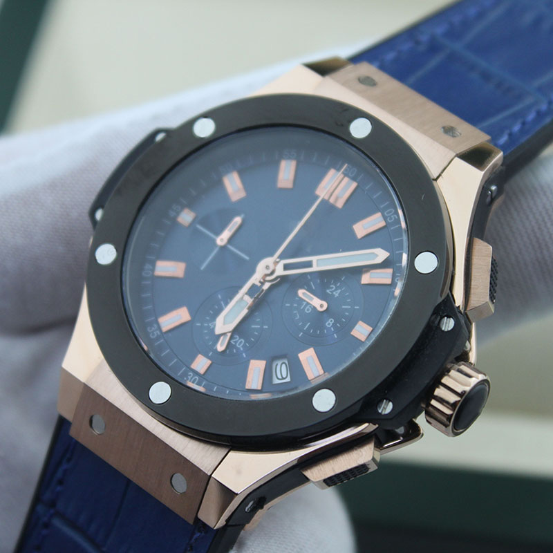 Business leather watch men's multi-function dial calendar glow-in-the-dark fine steel watch circle fashion watches-image-827751409