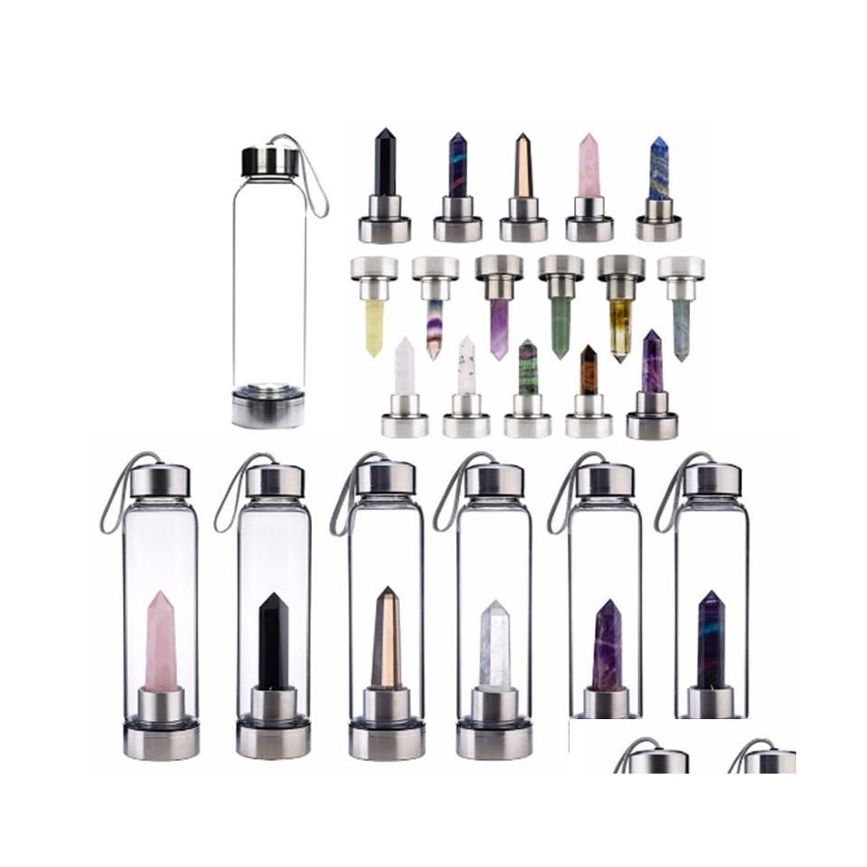 

Water Bottles Natural Quartz Glass Bottle Energy Column Obelisk Wand Healing Crystal Spa Drop Delivery Home Garden Kitchen Dining Ba Dhixq, As picture