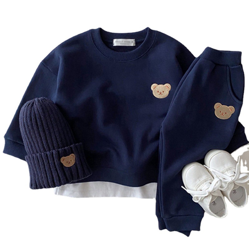Fashion Toddler Baby Boys Girls Fall Clothes Sets Baby Girl Clothing Set Kids Sports Bear Sweatshirt Pants 2Pcs Suits Outfits-image-827892179