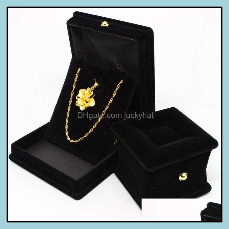 

Jewelry Boxes Square Shape Balck Color Veet Rings Pendant Necklaces Display Packaging Holder Case For Wedding Birthday Drop Delivery Dhhyp