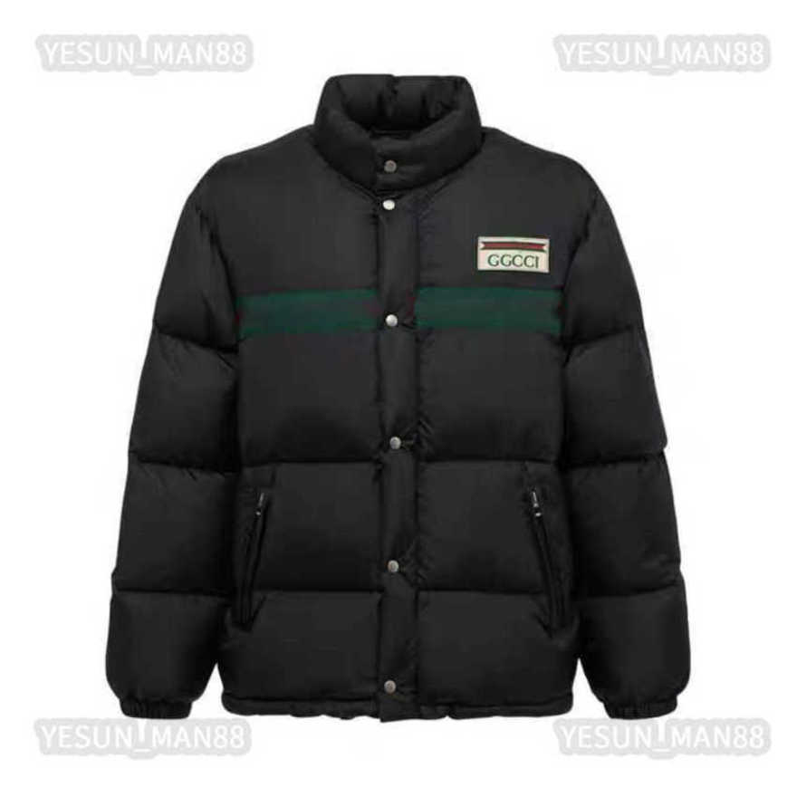 

Men's Down Parkas G Designer winter mens and womens Down jacket cotton red and blue ribbon printing thickened warm Puffer jacket fashion stand collar Parka