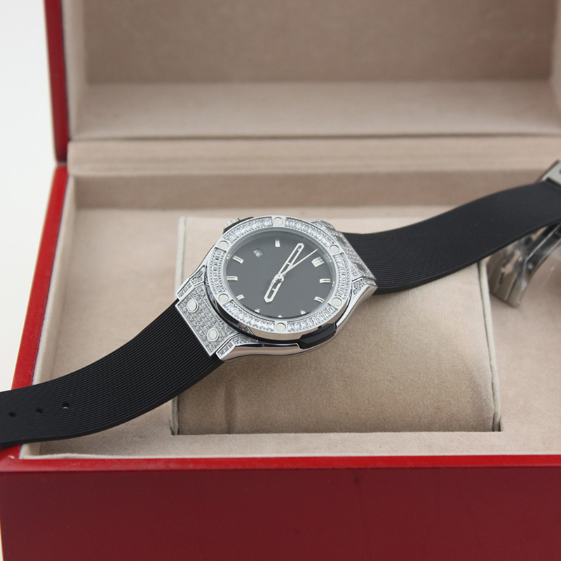 Luxury men's watch Fashion fully automatic mechanical diamond-encrusted tape calendar business watch-image-827734681