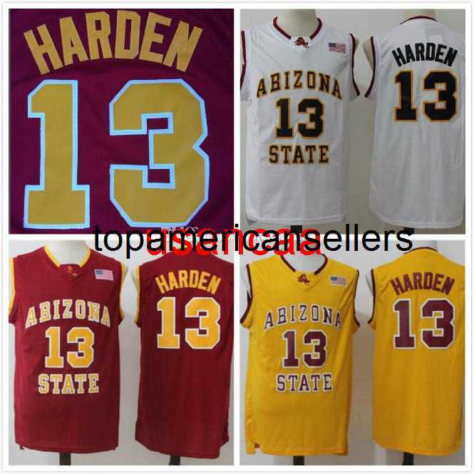 

NCAA 13 James Harden ASU Jerseys Arizona State College Sun Devils Jersey Men Basketball Team Red Away white red