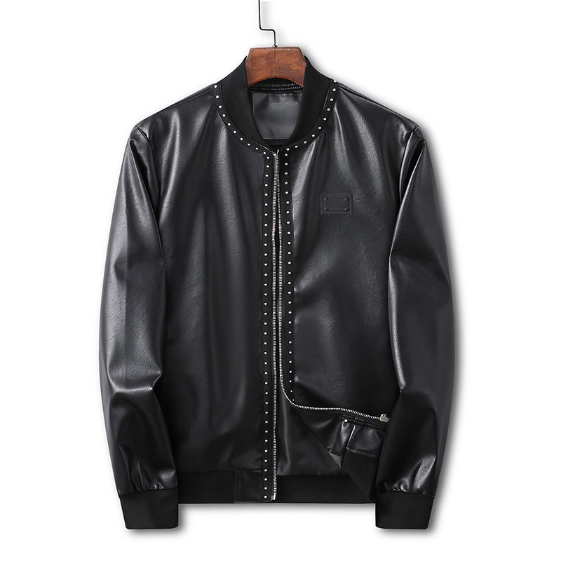 

Mens fashion jacket PU clothing motorcycle coat men leather jacket motorcycle coat men, Black