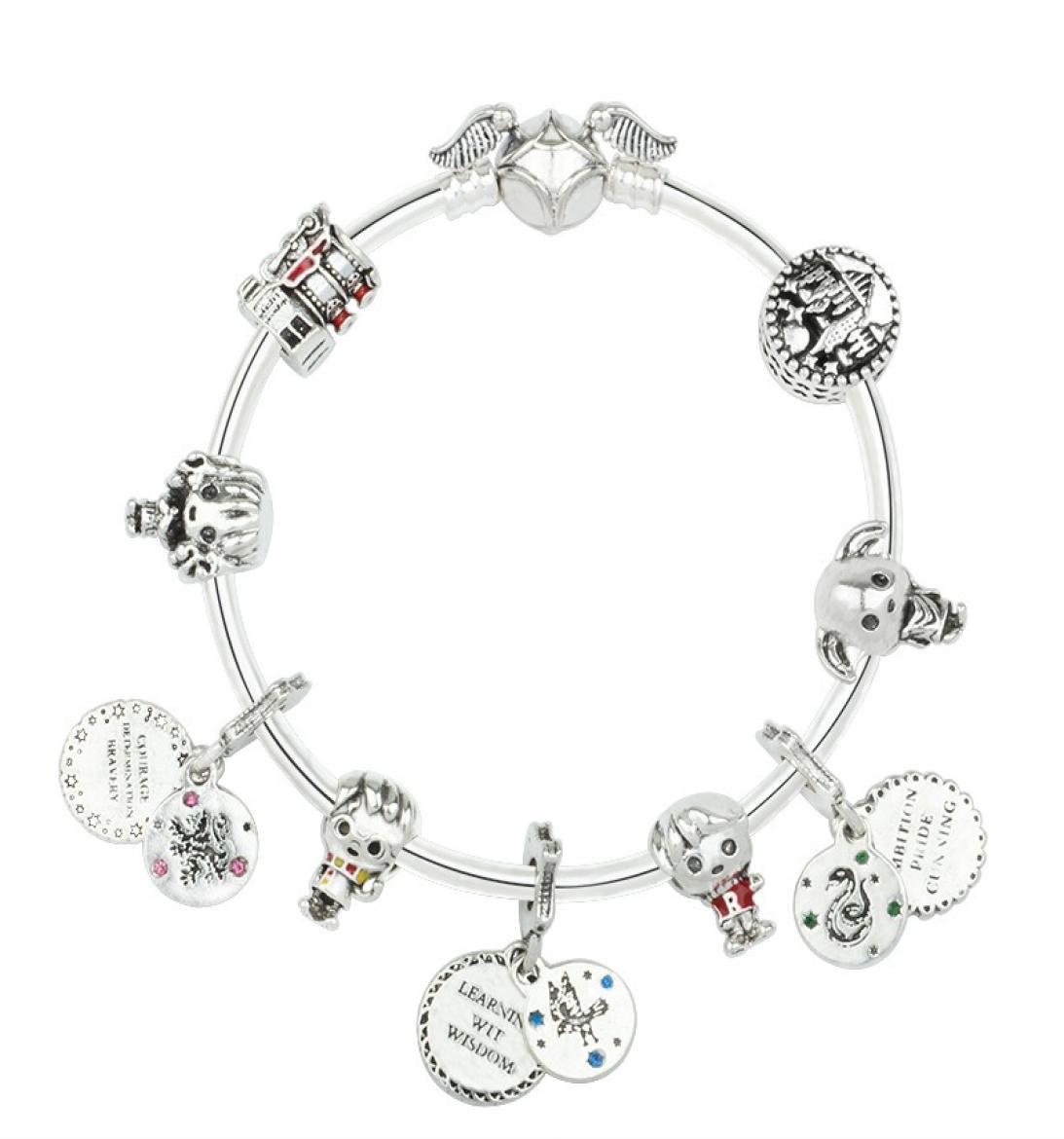 

925 Sterling Silver Bead Charm Silver Gold Snitch Boy Girl Wisdom Harry Pendant Potter Fits European Charms Bracelets Safety Chain2151883