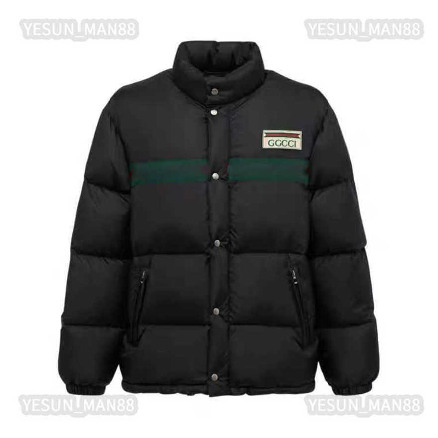 

G Designer winter mens and womens Down jacket cotton red and blue ribbon printing thickened warm Puffer jacket fashion stand collar Parkas