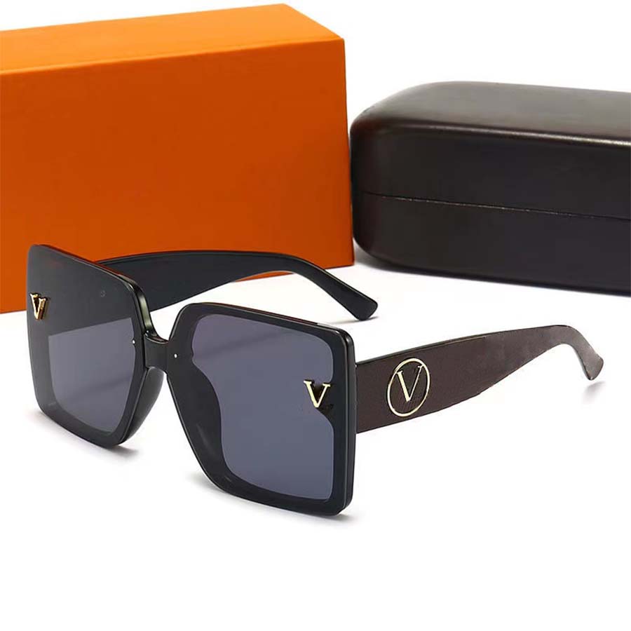 Designer Sunglasses for Woman Men Fashion Glasses Rectangle Big Full Frame Letter Shade Driving Travel Glasses with Box