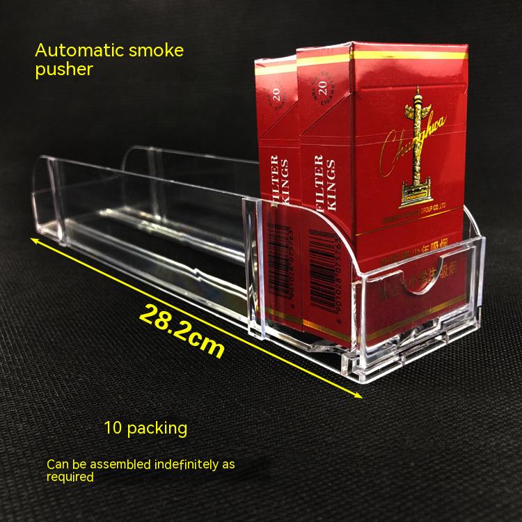 

Wholesale Supermarket Cigarette display box acrylic Tobacco divider Automatic propulsion locker drawer drink container holder rack