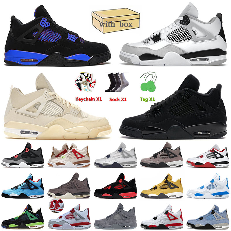 

Men Off Sail 4 4s Basketball Shoes Militray Black Cat Jumpman Blue Thunder White Kaws Grey Photon Dust Red Cement Mens Women Trainers, D22 36-47