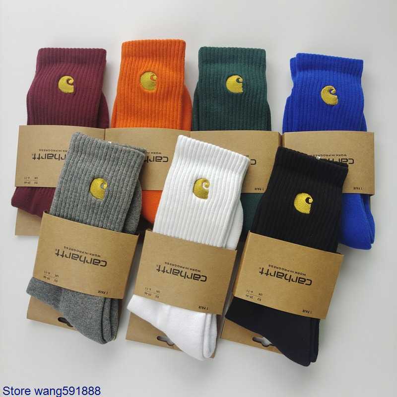 Chaussettes de serviette pour hommes Automne et hiver Nouvelle mode Marque nord-américaine Carhart Fond épaissi Sports High Tube Gold Label Brode