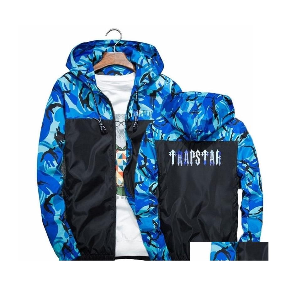 

Men' Jackets Mens Trapstar London Long Sleeves Splicing Camouflage Windbreaker Sporting Slim Zipper Hoodies Coats Clothing 220924 D Dhi74