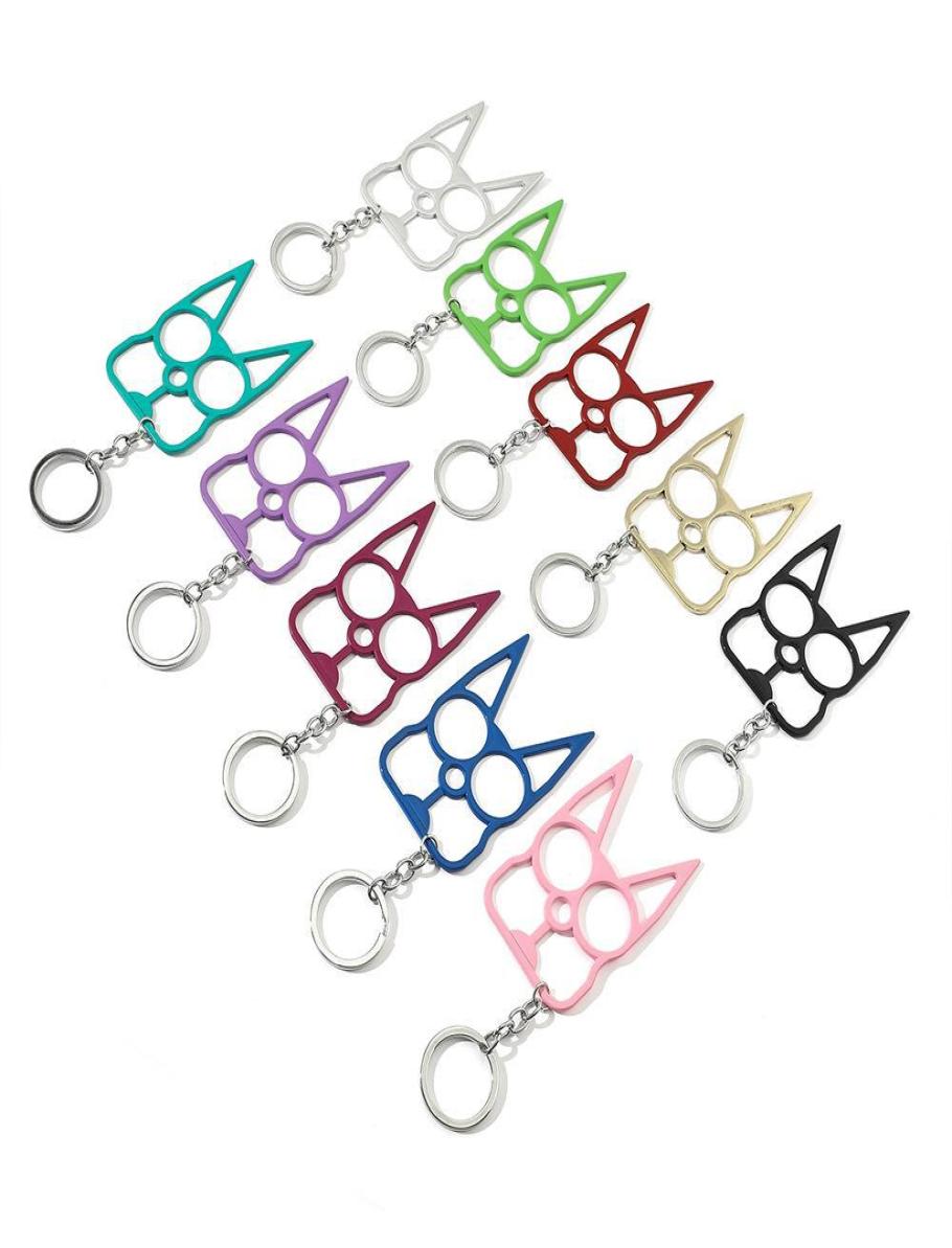 

Keychains Lanyards Mtifunctional Defense Cat Keychain Cartoon Cats Finger Tiger Set Two Buckle Selfdefense Broken Windows Hine Pen9722234
