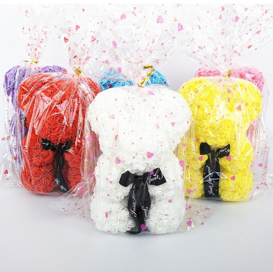 

artificial roses bear flower 25 cm high Valentine039s Day gift rose teddy bears 14 colors Holiday wedding flowers bear rose3394324, A bunch of random colors