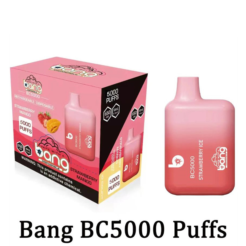 

Bang BC5000 Puffs Rechargeable Disposable Cigarettes 5000 Puff Vape Pen Device E Cigarettes Kit 650mah 11ml Per-Filled Cartridge Pod 12 Colors Vaporizers