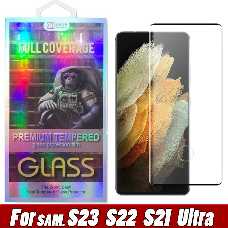 

3D Clear frame curved Screen Protector For Samsung Galaxy S23 S22 S20 S21 Note20 Ultra S10 S9 S8 Plus Tempered Glass Case Friendly Steel film Edge glue With Package