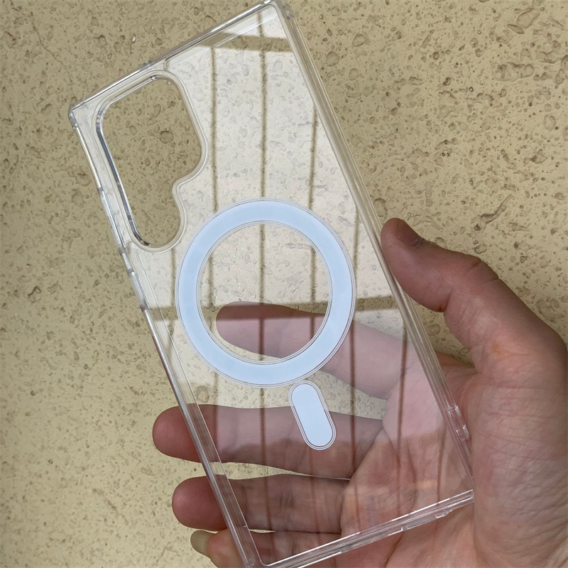 

Mag Safe Shockproof Transparent Clear Magnetic Wireless Charger Phone Cover Case For Samsung Galaxy S23ultra S23 S22 S22ultra B219, White