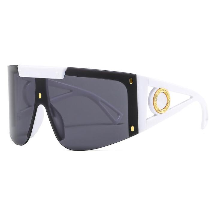 

New European and American fashion big frame one-piece head sunglasses face shield one-piece glasses personalized windproof sports sunglasses