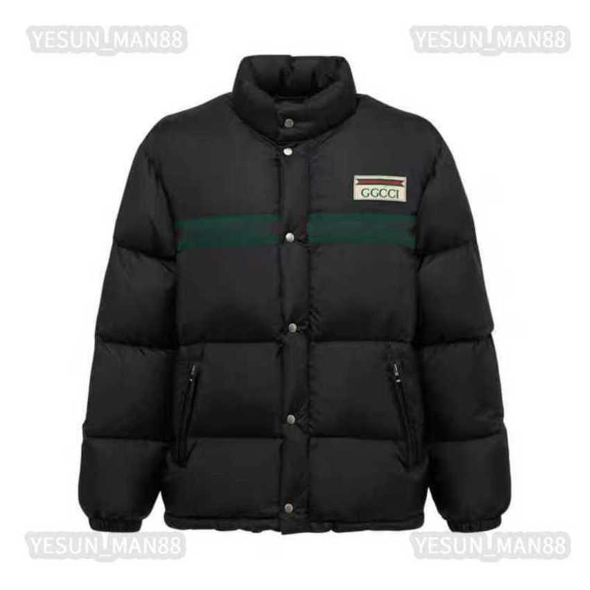 

G Designer winter mens womens Down cotton red blue ribbon printing thickened warm Puffer jacket fashion stand collar Parkas