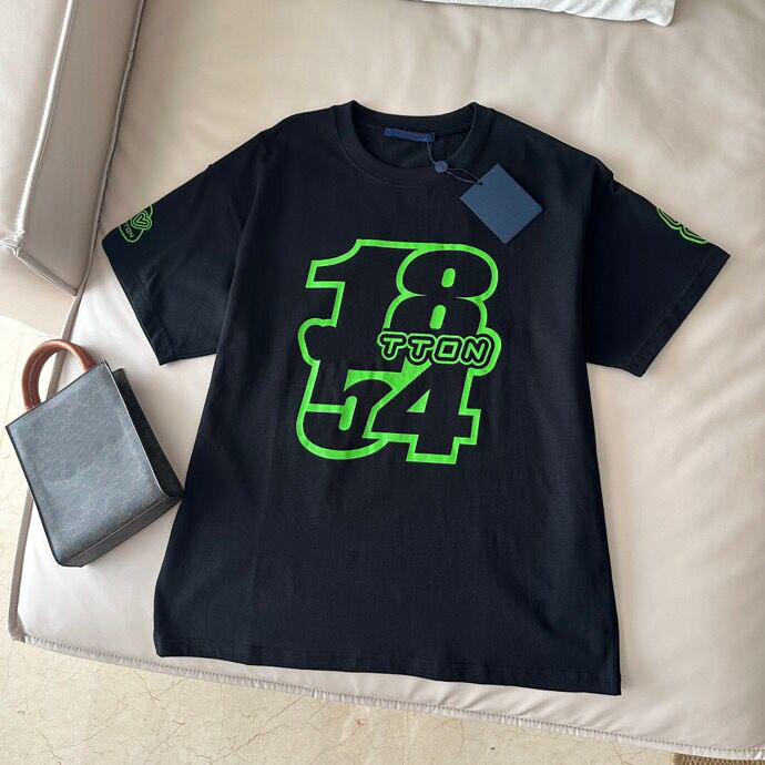 

Spring/Summer 2023 New Cotton Men's T-Shirt Women's Fashion Short Sleeve High Street Men's Shirt Casual Men's Pullover Couple T-shirt i985e, Black