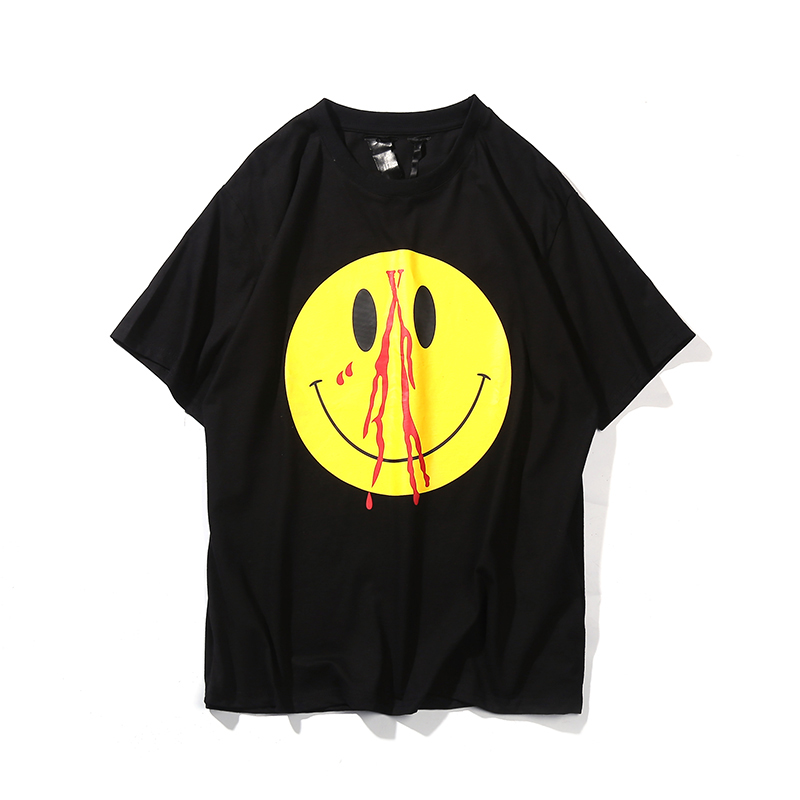 

Mens Fashion Shirt Womens Print Smiling Face Tees Round Neck Designer Size, Black