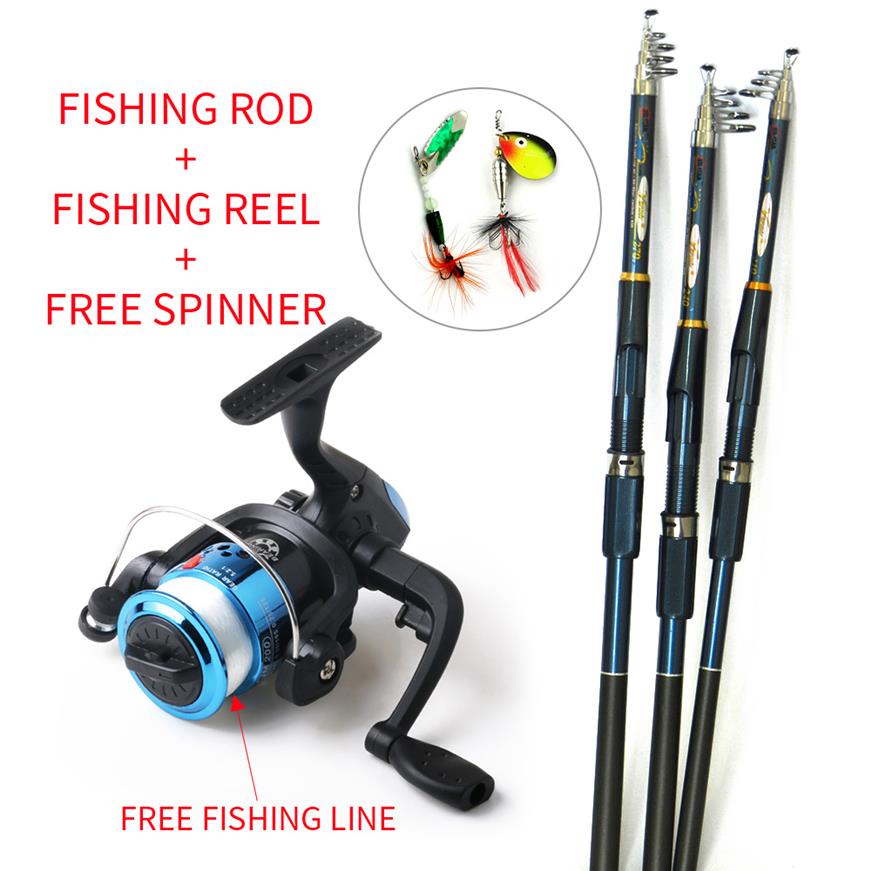 

new lure fishing reels spinning reel fish tackle rods fishing rod and reel carbon frp rod ocean rock lure and line as gift163v