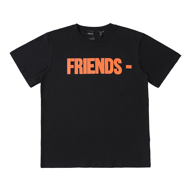 Vlone Mens Fashion Brand T Shirt Womens Print Orange Letter Black Tees Round Neck Designer Size S-XL-image-827722703