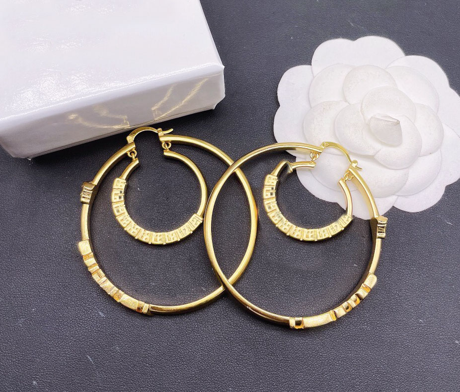 

Fashion Designer gold hoop earrings for women lovers couple gift ladies weddings gifts jewelry with box