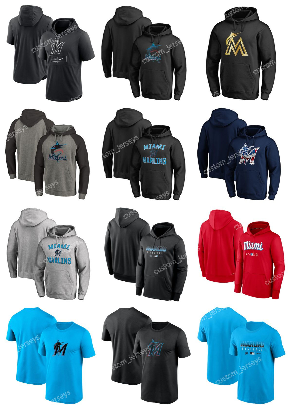 

Miami''Marlins''Hoodie Men Women Youth Olive 2022 Salute to Service Therma Performance Pullover Custom Jersey Baseball Hoodie