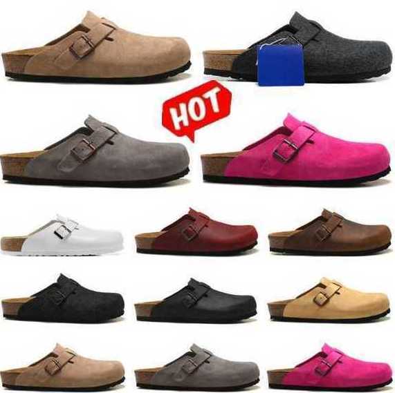 

Sandals Boston Oiled Leather Bag Head Pull Cork Suede Designer Slides Autumn Winter Loafers Shoes Classic Tan Brown Black Mens Womens Clogs FGB21
