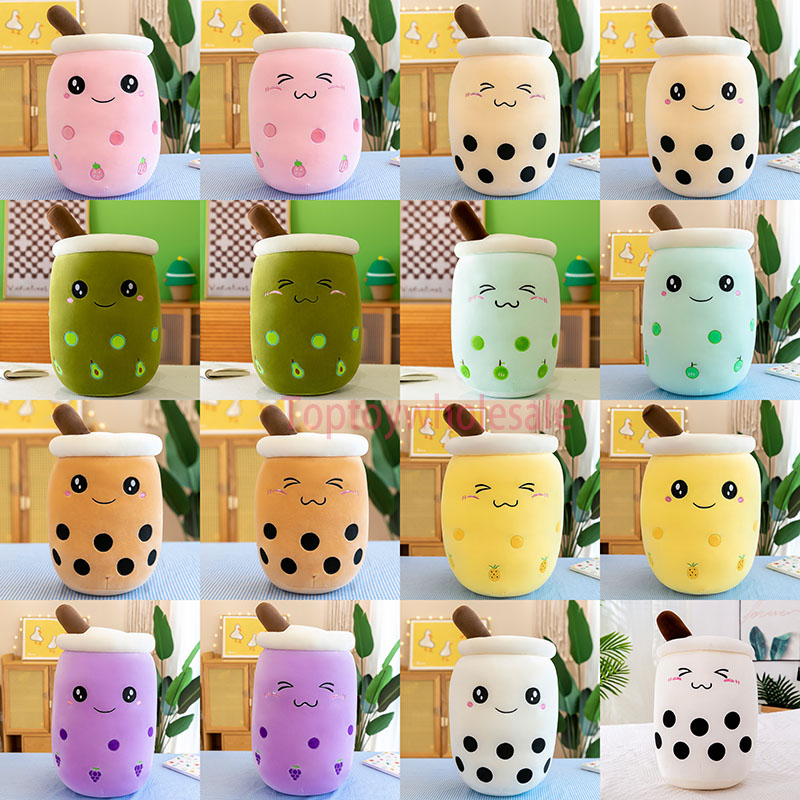 

24cm Cute cartoon pearl milk tea plush toy Boba bubble children's pillow, As show