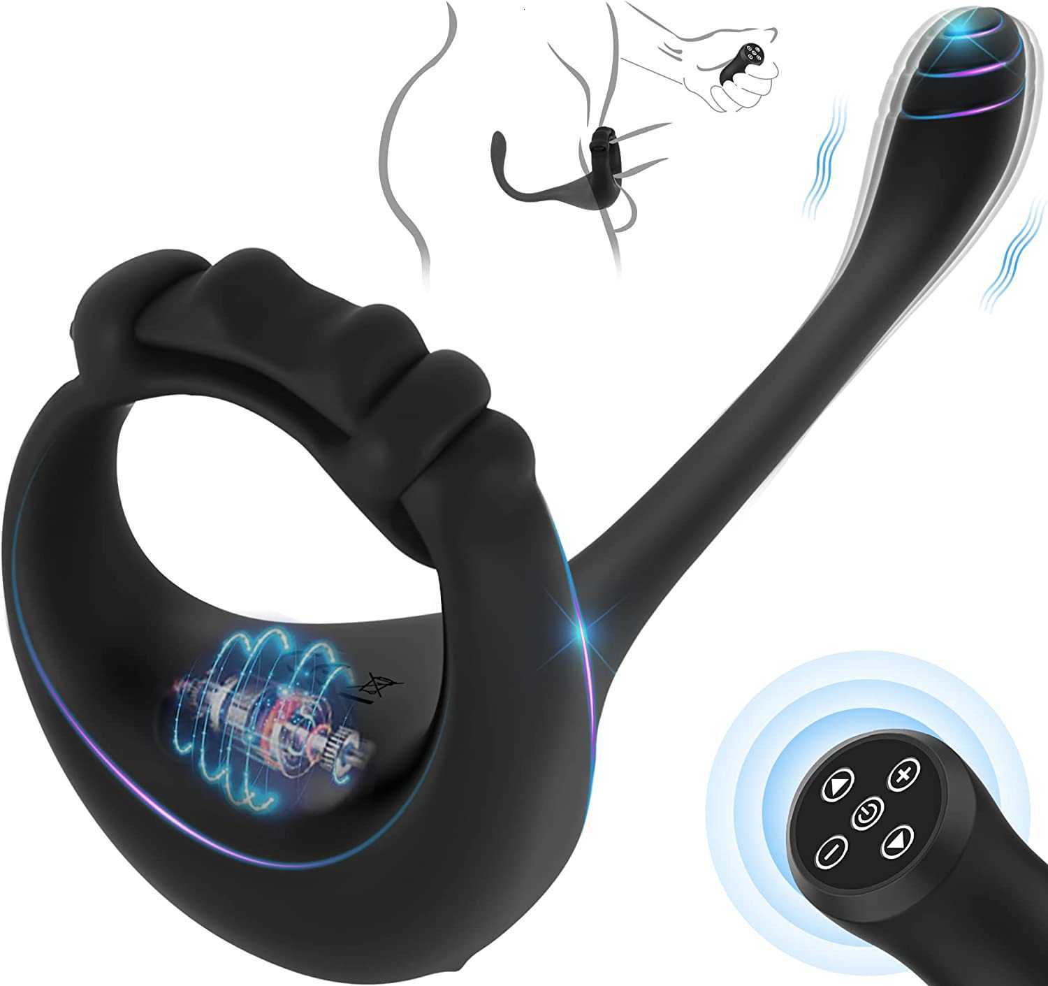 Sex toy massager Taint Buzzing Cock Ring with Bullet - LATUNE Caden 3 in 1 Vibrating Teaser Remote 10 Frequencies Adjustable Penis Anal-image-828023218