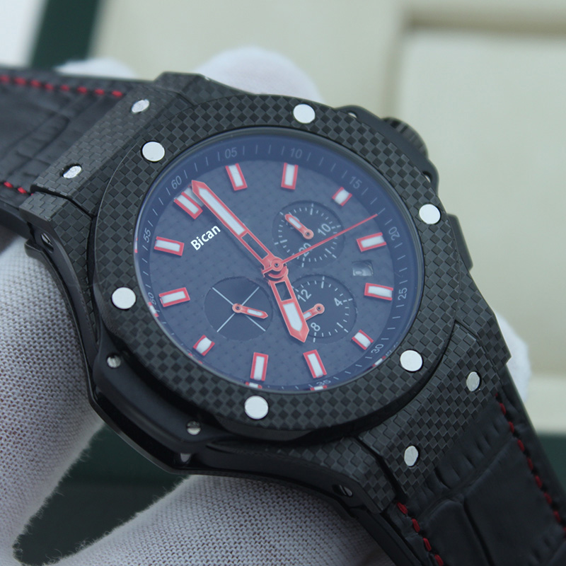 Classic Business watch Men's multi-function chronograph dial calendar glow-in-the-dark dual display fashion watches-image-827756543