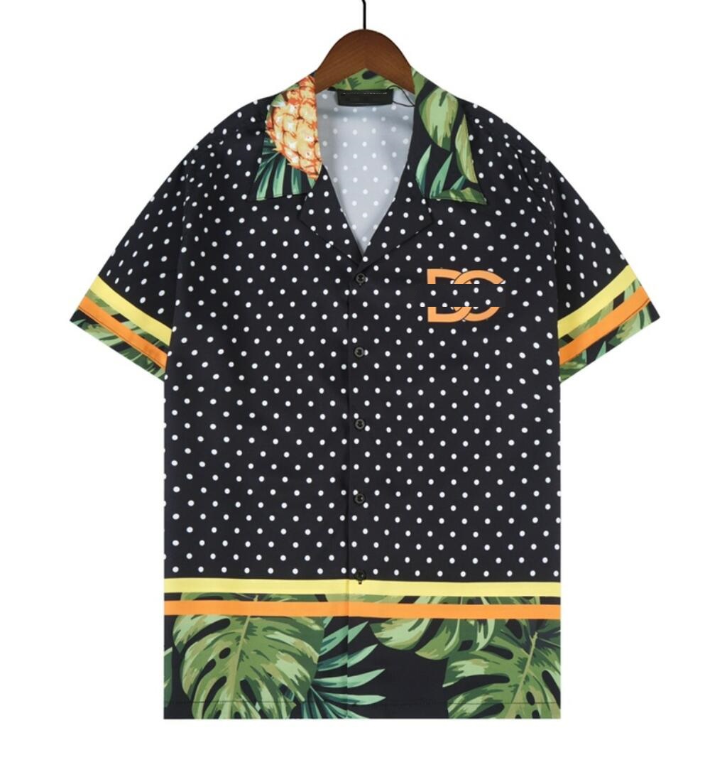 

Summer Designer Shirts Mens Fashion Classic Print Black Wave Point shirt Hawaii Floral Casual Shirts Men Slim Fit Short Sleeve