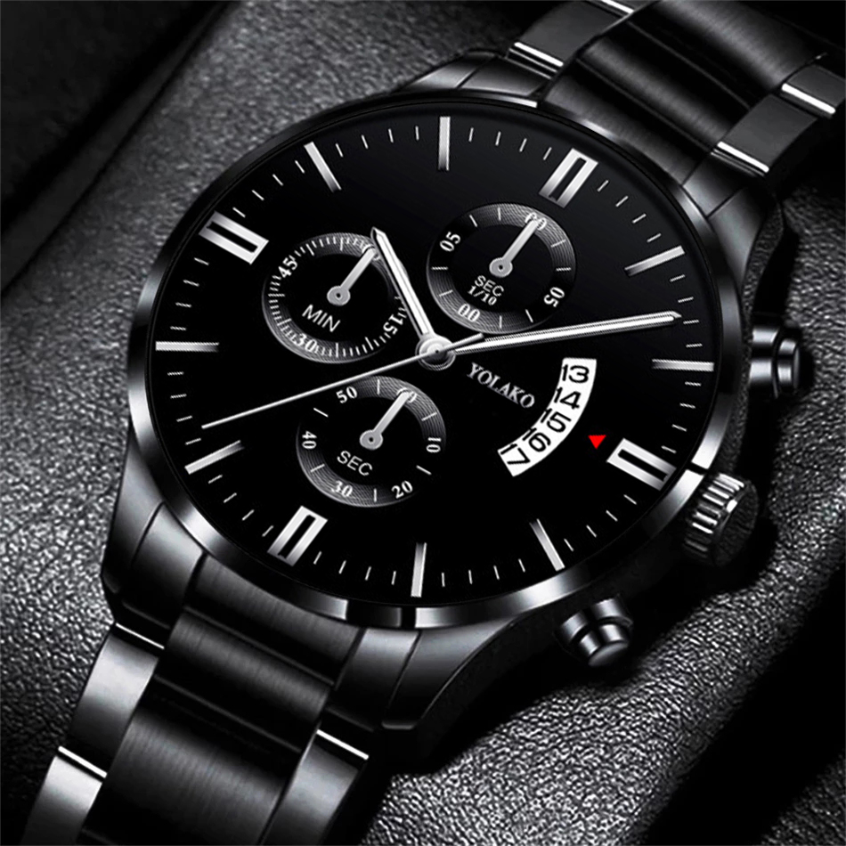 

2023 new Men's fashion ultra-thin watch men's business stainless steel mesh quartz watch men's watch, Black